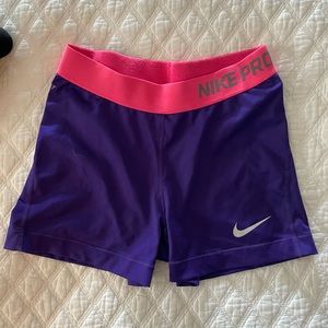 Nike Pro purple/pink spandex shorts, size M